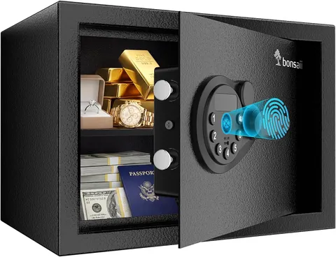 0.6 Cubic Fingerprint Safe Box, Biometric Security Safe with Electronic Keypad &