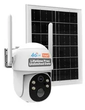4G Cellular Solar Security Camera,No WiFi Needed,Lifetime Free Data