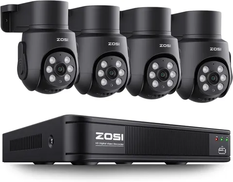 AI Human Detection CCTV ZOSI 1080P 8CH Pan Tilt Recording