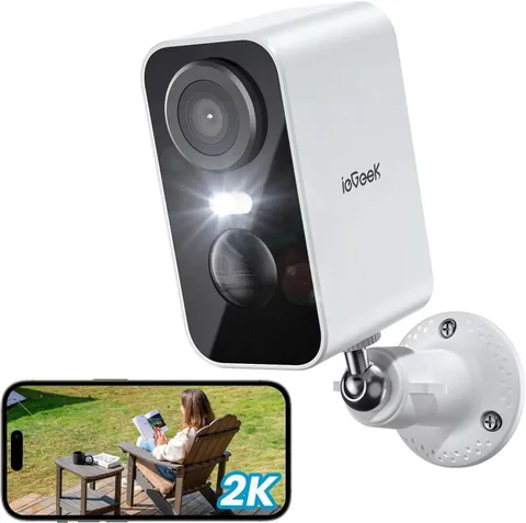 2K WiFi Security Camera Outdoor Rechargeable Battery Cam Color Night View