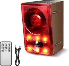 Solar Outdoor Motion Sensor Alarm, Dog Barking&Gunshot Sound,130Db Loud Noise Ma