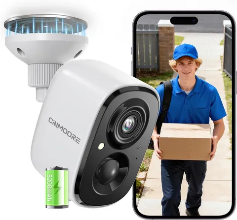 2.5K Security Camera Wireless Outdoor, 2.4G Wifi Battery Powered Indoor Camera,