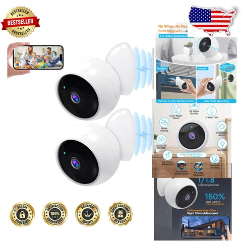 Smart WiFi Outdoor Camera System 2K | Long Battery Life | Magnetic Mount