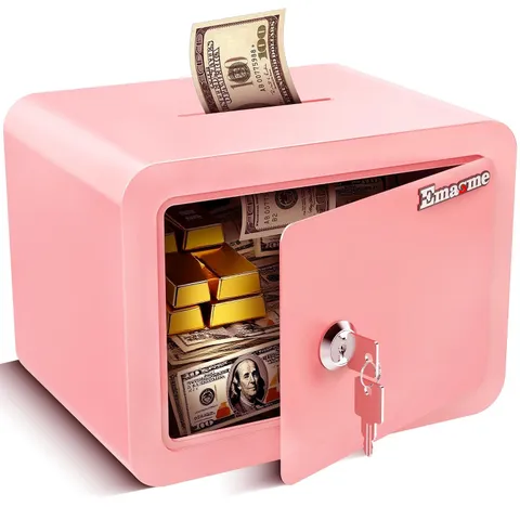 Pink Mini Safe Box for Kids Small Lock Box Home Dorm Safety Box Lock