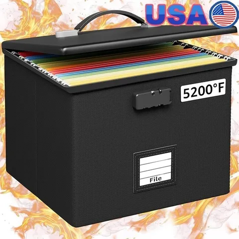 Fireproof File Box Water Resistant Organizer W/ Combination Lock Home Office New