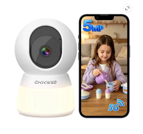 CiKiKiWXO 2.5K HD Indoor Security Camera Dual WiFi night Vision Motion Tracking