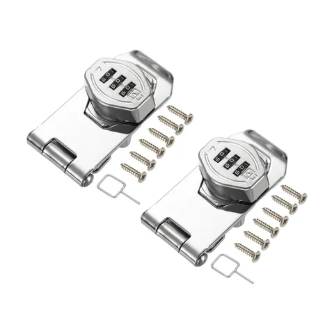Keyless Cabinet Combination Lock 3" 2Pcs 3-Digit Password Hasp Lock Silver