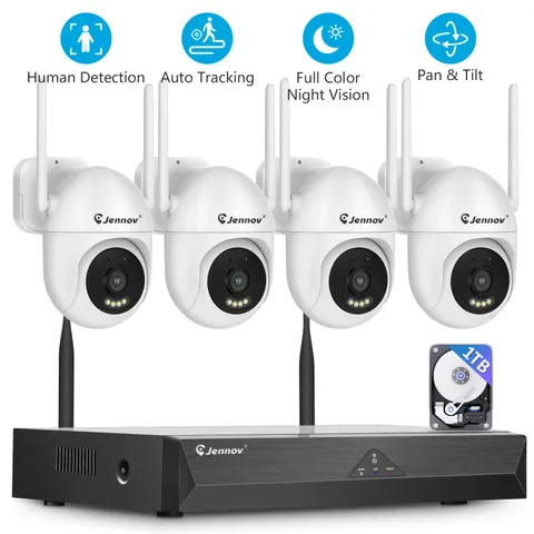 JENNOV 5MP WiFi Security IP Camera System 10CH NVR AI Two‑Way Audio Kit