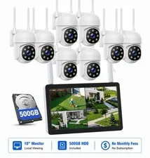 WiFi Camera Security System Wireless PTZ Outdoor Home 10" Monitor NVR CCTV Audio