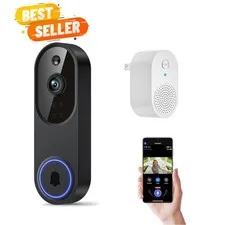 1080p Wireless Wi-Fi Video Doorbell Camera with Two Way Audio, Night Vision, ...