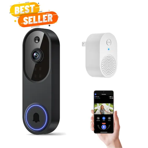 1080p Wireless Wi-Fi Video Doorbell Camera with Two Way Audio, Night Vision, ...