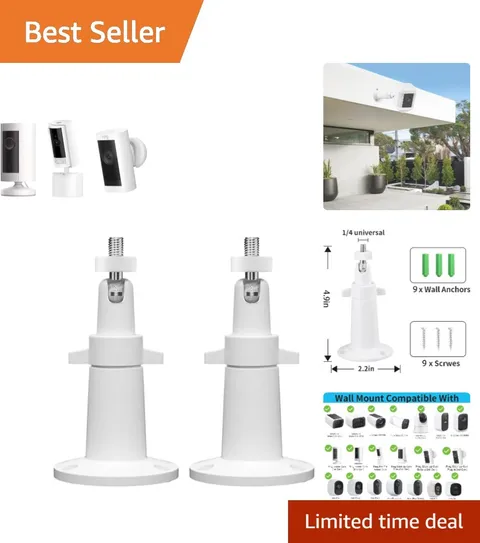 2 Pack Adjustable Wall Mounts for Arlo & Ring Cameras - Versatile Viewing Angle