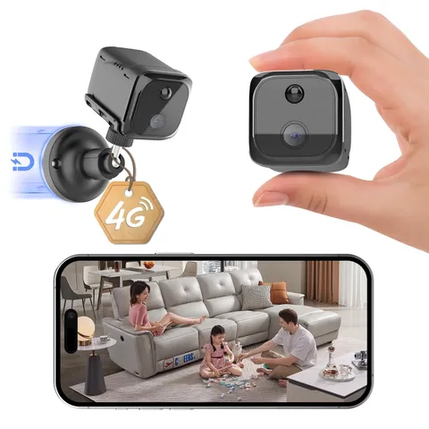 No WiFi Small Security Camera, 4G LTE Cellular 2K Black-4G
