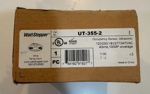 Wattstopper UT-355-2 Ultrasonic Ceiling Occupancy Sensor 120-347V White NIB