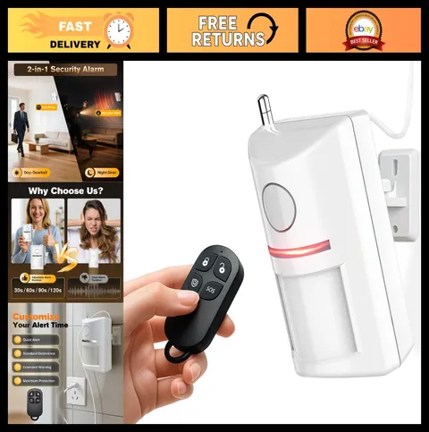 Wireless Motion Sensor Alarm & Doorbell Chime - 90dB Security Alert System, Remo