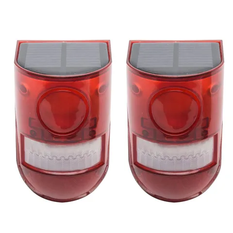 Solar Security Light Alarm,2Pack IP65 Waterproof PIR LED Motion Sensor Flashi...