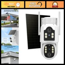 4MP Dual Lens Wireless Solar Outdoor Security Camera - Home Surveillance System
