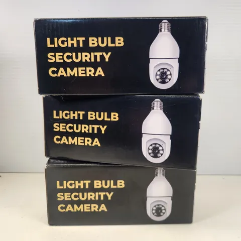 Lot Of 3 WiFi Light Bulb Security Cameras Wireless 360° Pan Tilt New In Box