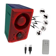 Solar Outdoor Motion Sensor Alarm - Dog Barking&Gunshot Sound 130db 911N 1 Pack