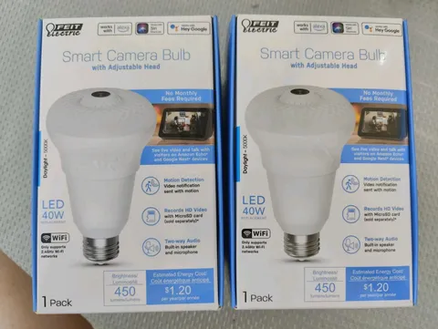 2 x Feit A23 E26 LED Wifi Smart Camera Bulb Video Audio Motion Detection New