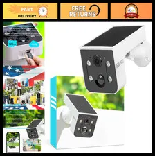2K Wireless Solar Security Camera System - Battery Powered, Motion Detection, Ni
