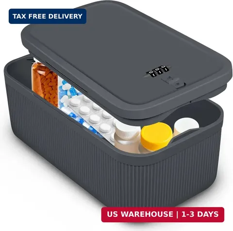 Small Lock Box,Lockable Storage Box with Combination Code for Medication Safe, M