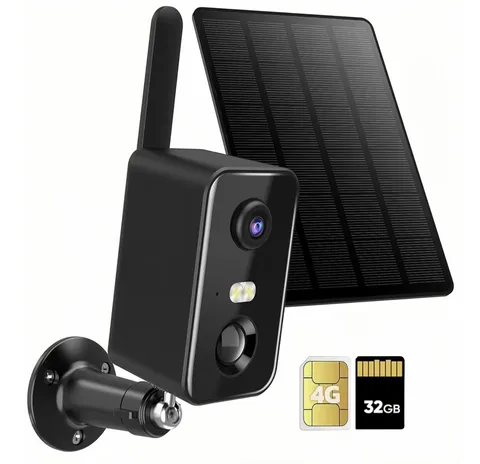 4G Solar Outdoor Wireless Surveillance Camera IP66 Weatherproof Motion, 32GB