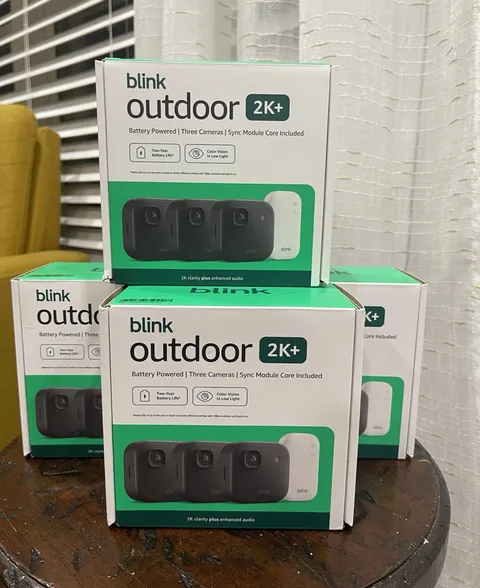 Blink Outdoor 2K+ Wireless Wi‑Fi 3-Camera Kit w/ Sync Module Core, Battery