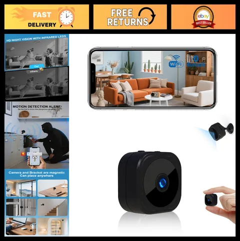 1080P WiFi Mini Security Camera, Rechargeable with Night Vision, Indoor/Outdoor