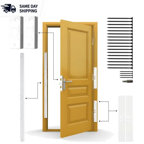 Door Armor MAX 5-Piece Heavy-Duty Door Reinforcement Kit - White Alloy Steel