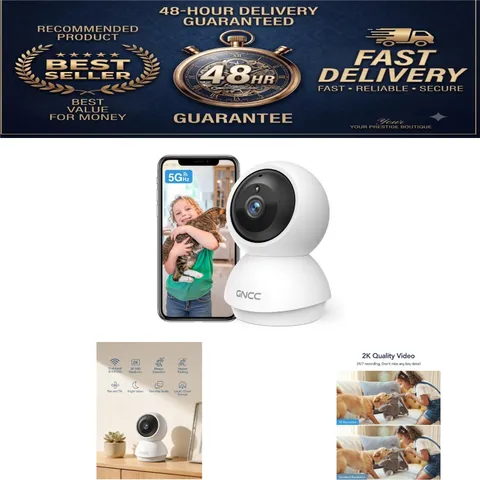 GNCC 2K WiFi Security Camera Indoor with Night Vision & 2-Way Audio