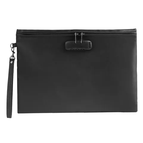 Black 14.3x10.2 Inch Fireproof Waterproof Document Bag With Password Lock