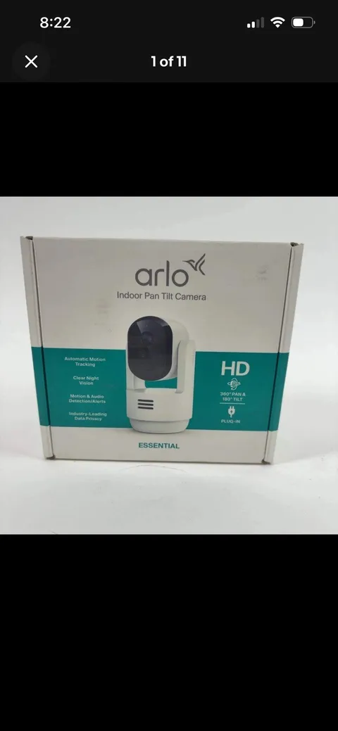 Arlo VMC2073-1WMNAS Essential Indoor Pan Tilt Security Camera (2025 Release) -