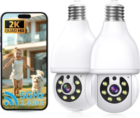 2K Light Bulb Security Camera 5G&2.4G WiFi Security Cameras Wireless Outdoor ...
