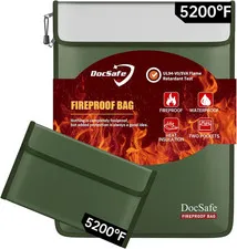 Fireproof Document Bag (5200℉) with Fireproof Organizer Travel Case,Heat Insulat