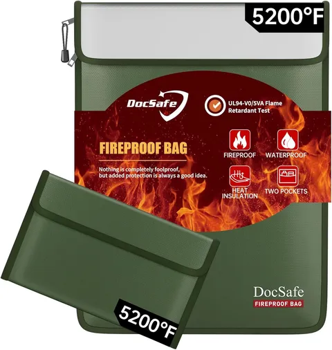 Fireproof Document Bag (5200℉) with Fireproof Organizer Travel Case,Heat Insulat