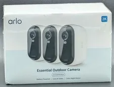 Arlo Essential Outdoor Camera 2nd Gen 3-Pack 2K Wireless Security System New