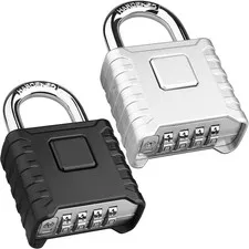 2 Pack Heavy Duty Combination Padlock [One-Touch Unlock],  Large Outdoor Weather