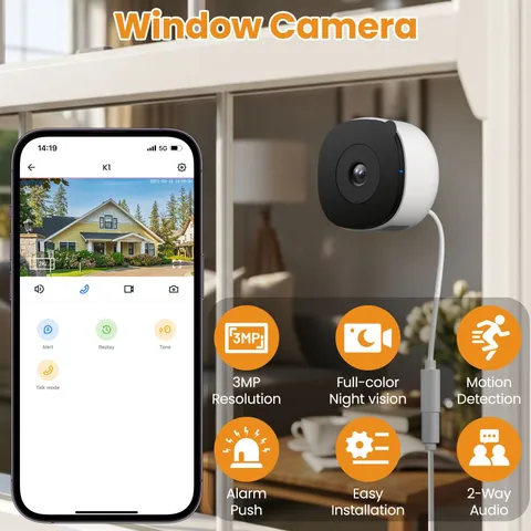 Wansview Window Camera - Replaces Outdoor Cameras 2.4/5GHz Wi-Fi 2K Resolution