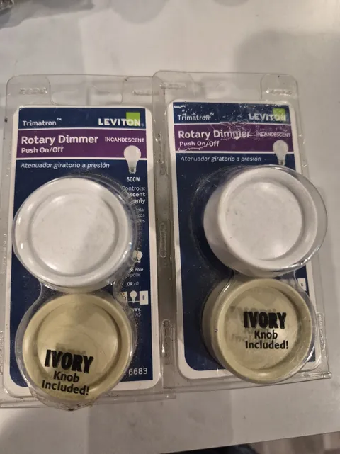 2-Leviton 6683-IW 3-Way Push On/Off Dimmer 600W Incandescent Ivory/White