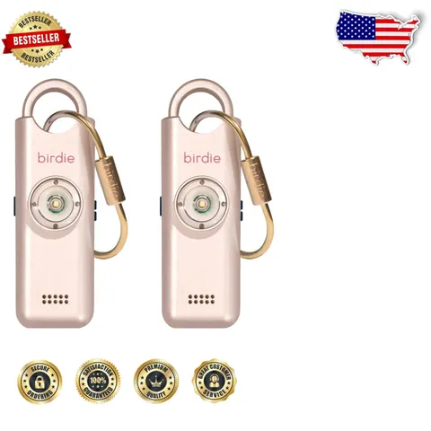 She's Birdie 2-Pack Personal Safety Alarm - 130dB Siren, Strobe Light, Rose Gold