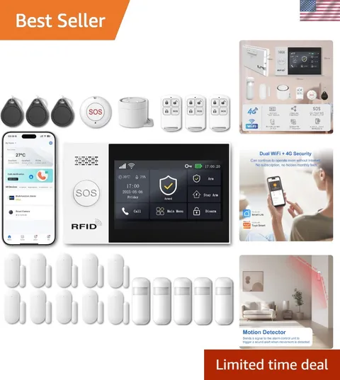 WiFi Wireless Alarm System - 24/7 Home Security, 4.3" Touch Screen & App Alerts