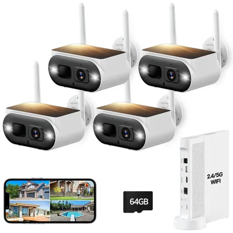 4MP Solar Camera Outdoor Wireless Home Security System with 120° Ultra-Wide View