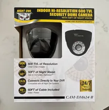 Night Owl CAM-DM624-B Indoor 600 TVL Dome CCTV Camera, Night Vision, Black