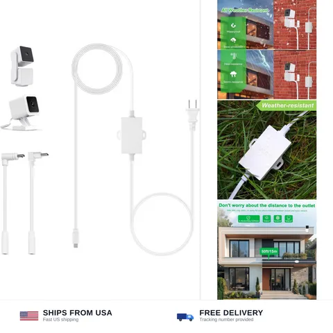 50Ft/15m Outdoor Power Adapter Compatible with Wyze Cam V4,Duo Cam Pan,WYZE P...