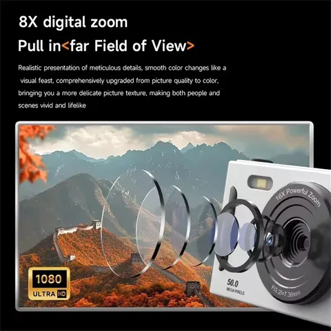 4KDigital Camera 2.4 Inch Screen 50MP Vlogging Camera 8X Digital Zoom Retro Port
