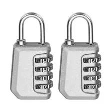 2 Pcs Combination Lock 4 Digit Locker Locks for Luggage Gym File Cabinet Silver