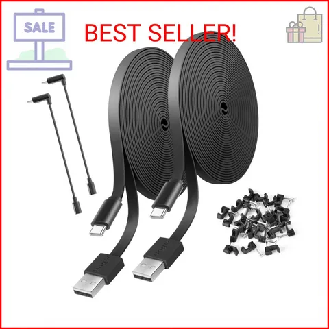 2 Pack 25FT Power Extension Cable Compatible with Wyze Cam v4/v3/OG,Wyze Cam Pan
