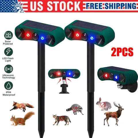 Animal Repeller Ultrasonic Solar Power Bird Dog Cat Skunk Deer Raccoon Repellent