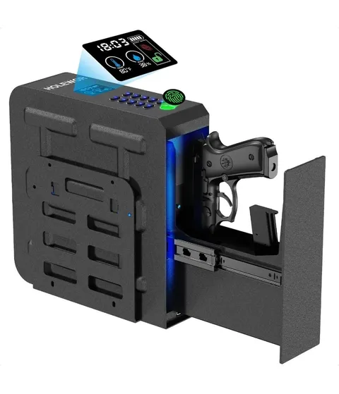 Holewor Gun Safe, Slider Biometric Pistol Safe Fingerprint Gun Lock Box, 3 Wa...